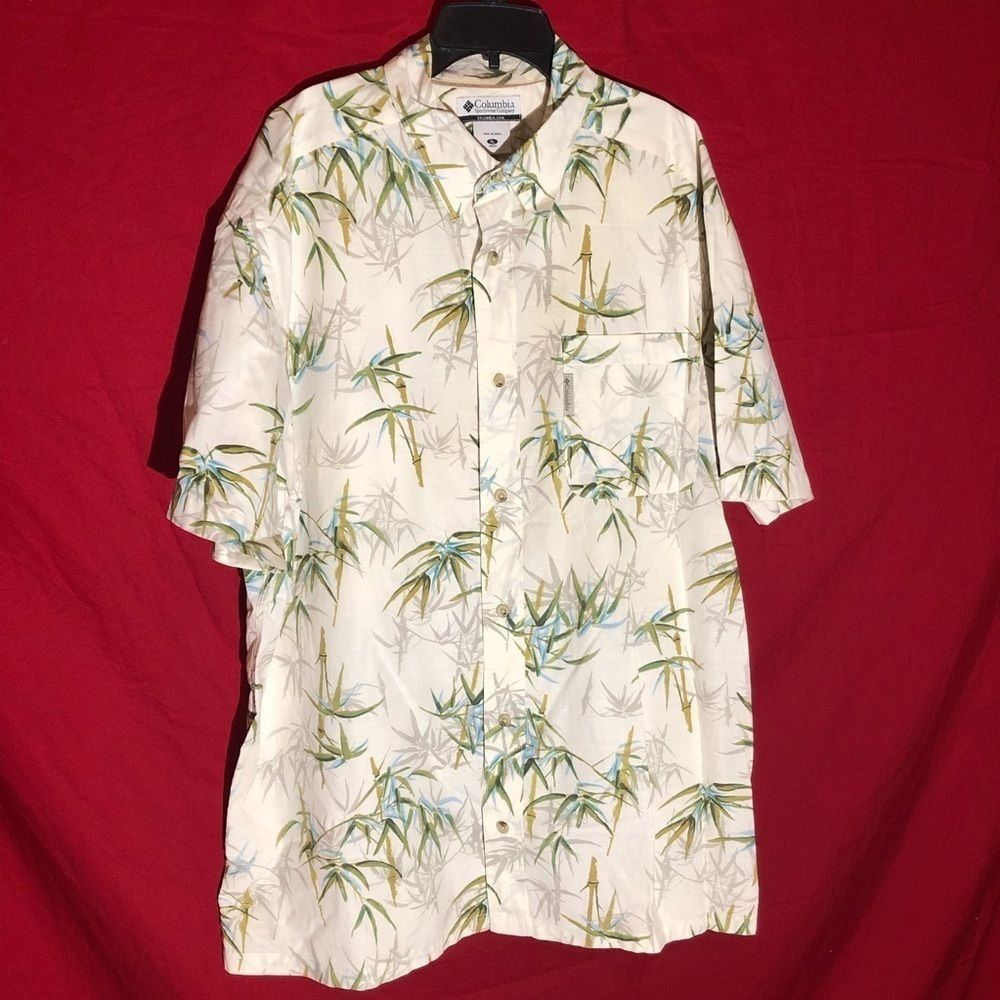 Columbia Hawaiian Shirt Sz XL Bamboo Print.